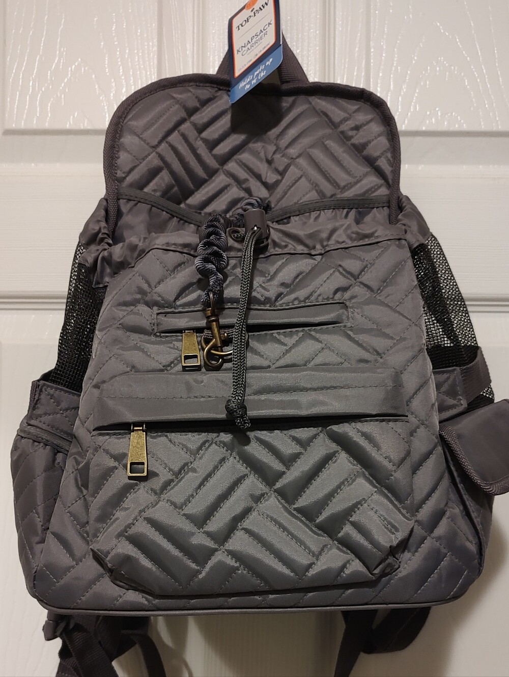 Top-Paw Pet Knapsack In Quilted Gray